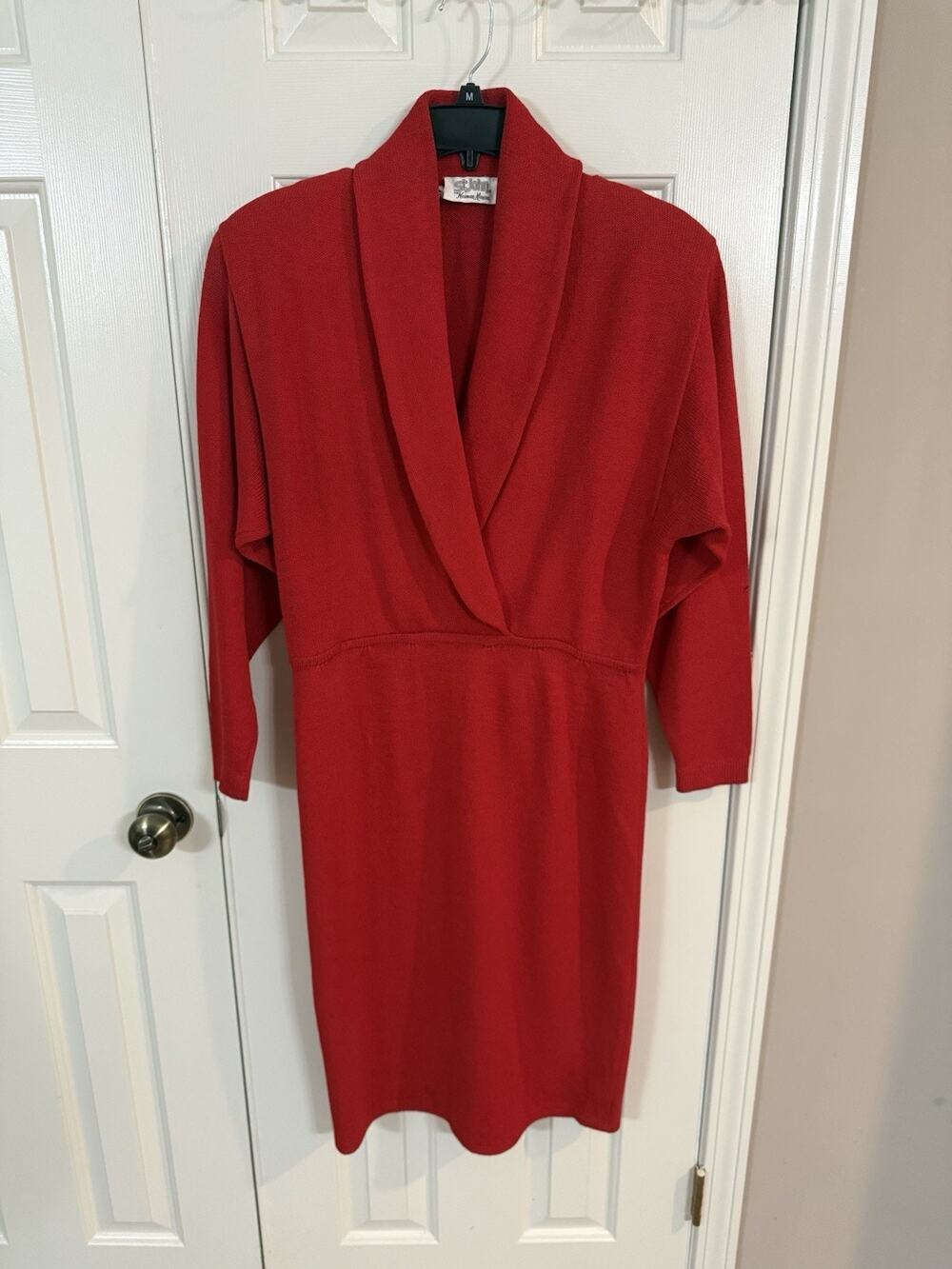 St. John For Neiman Marcus Vintage Red Sheath Dress 12 Made In USA